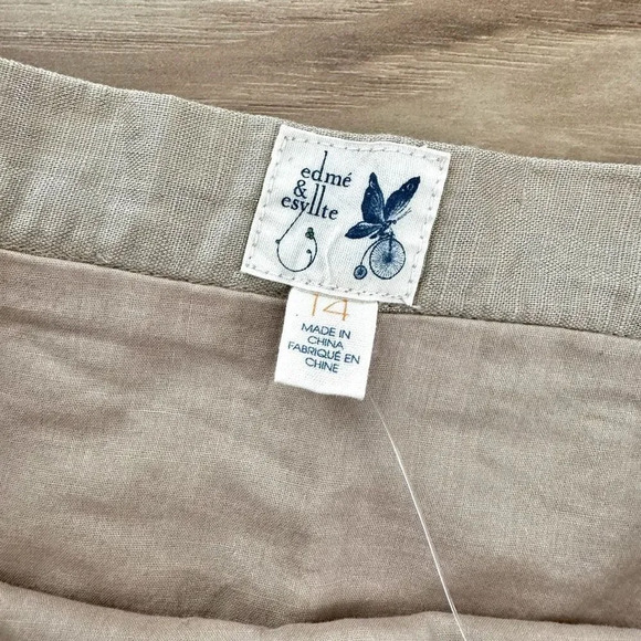 EDME & ESYLLTE x ANTHROPOLOGIE | NWT Linen Gilded Lily Skirt Beige Metallic | 14 - Picture 5 of 9